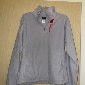 Gray Quarter-Zip Fleece with Red Logo